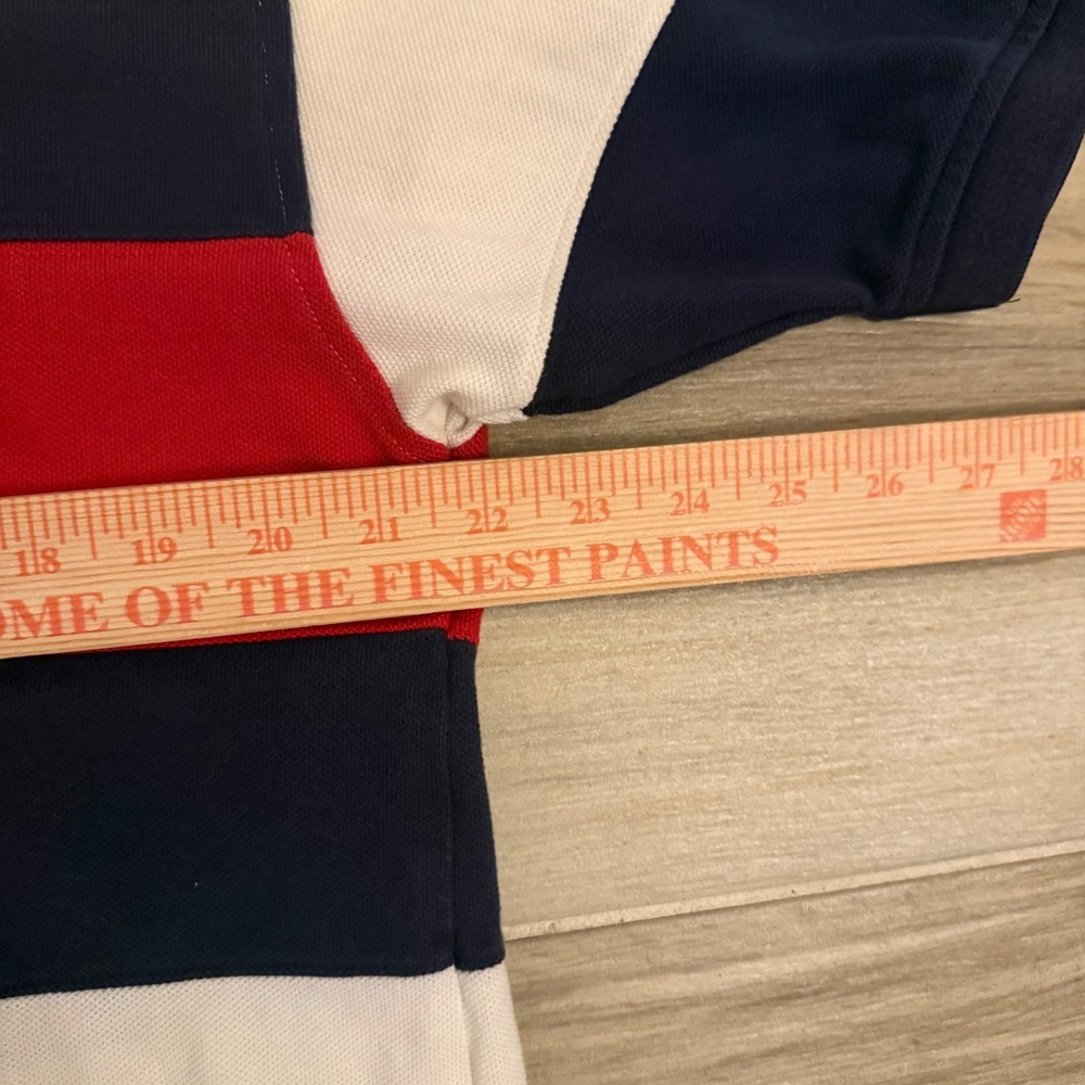 Vintage Tommy Hilfiger Mens Striped Polo Shirt Large Navy Red White Dress Cotton - Picture 6 of 6